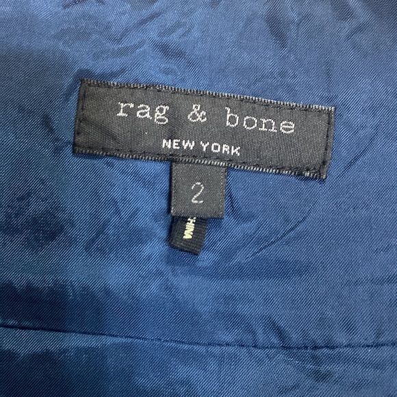 rag & bone Black/blue leather mini skirt with fringe size 2 - Picture 4 of 8